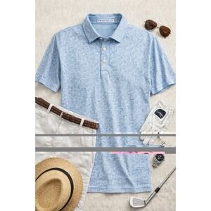Peter Millar Seaside Polo XL Blue Tiki Resort Pima Cotton Luxury Golf Shirt